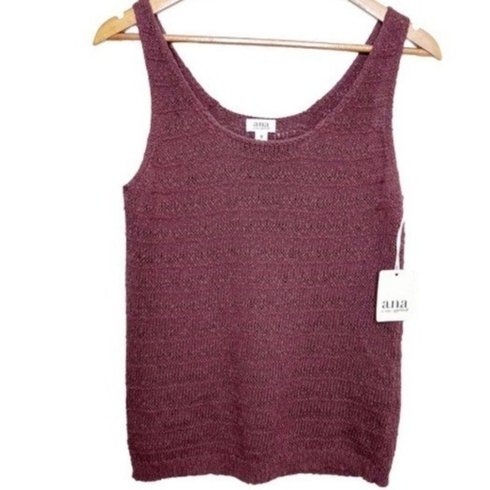 ANA A New Approach NWT Brown Textured Knit Scoop Neck Cotton Tank Top Size Med - Picture 2 of 8
